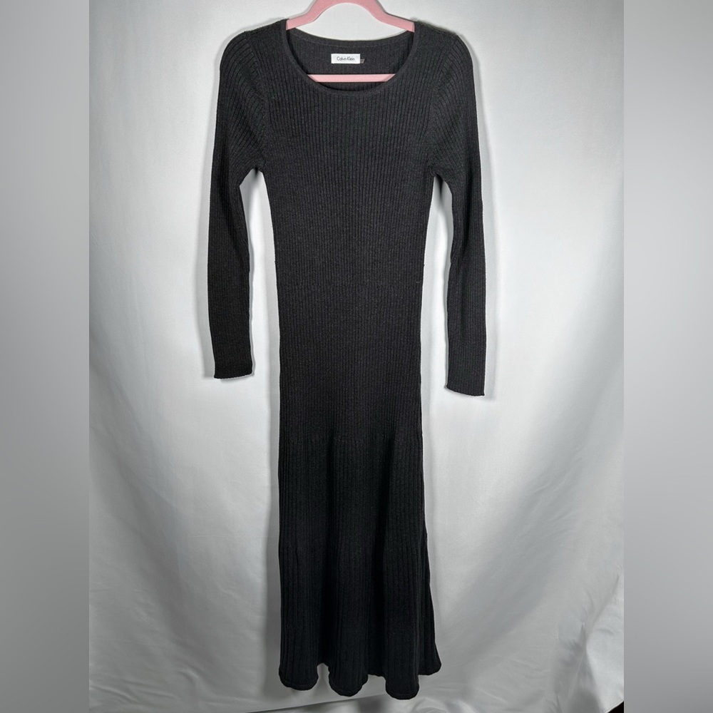 Calvin Klein Charcoal Grey Knit Maxi Dress